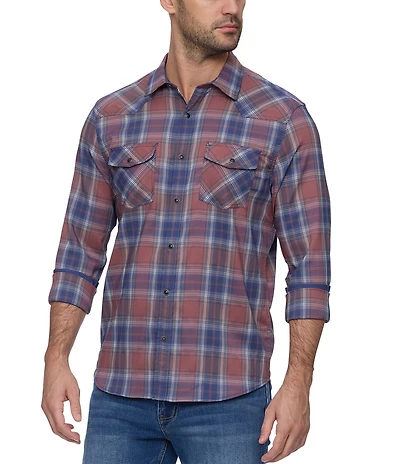Flag and Anthem Boulder Up UPF Performance Plaid Western Shirt