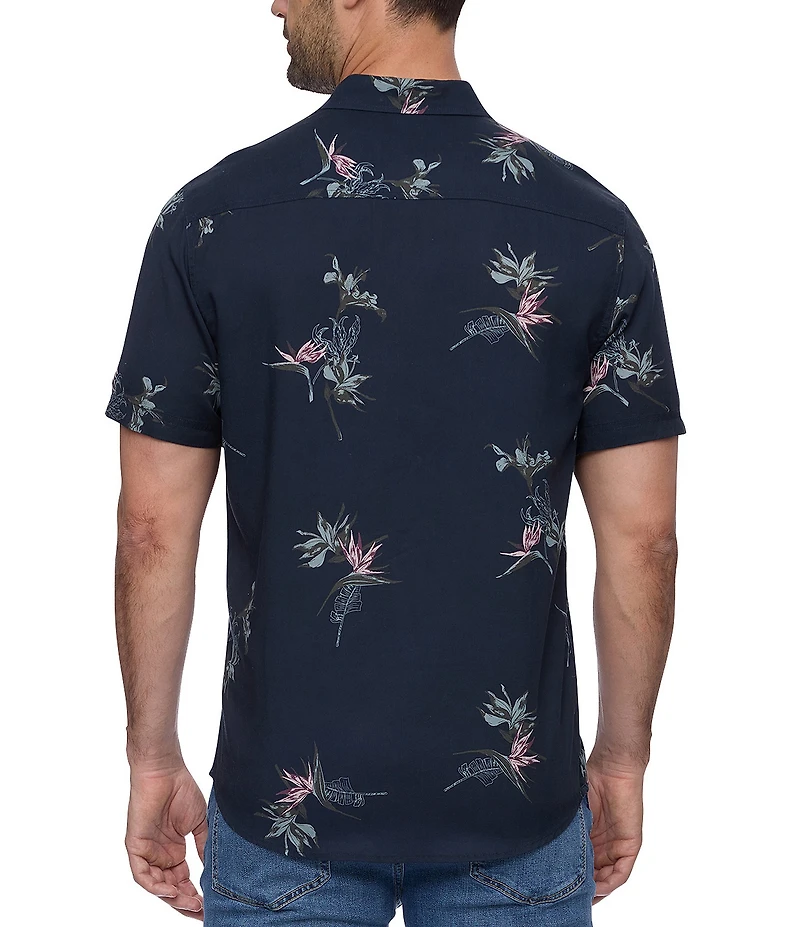 Flag and Anthem Charleston Tropical Flower Print Short Sleeve Shirt