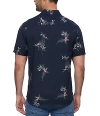 Flag and Anthem Charleston Tropical Flower Print Short Sleeve Shirt