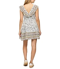 Flag and Anthem Clio Ruffled Floral Print Sleeveless Mini Dress
