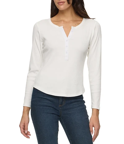 Flag and Anthem Denning Long Sleeve Rib Knit Henley T-Shirt