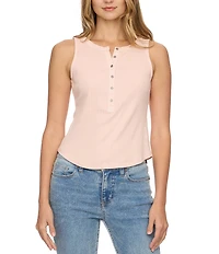 Flag and Anthem Denning Ribbed Knit Henley Tank Top