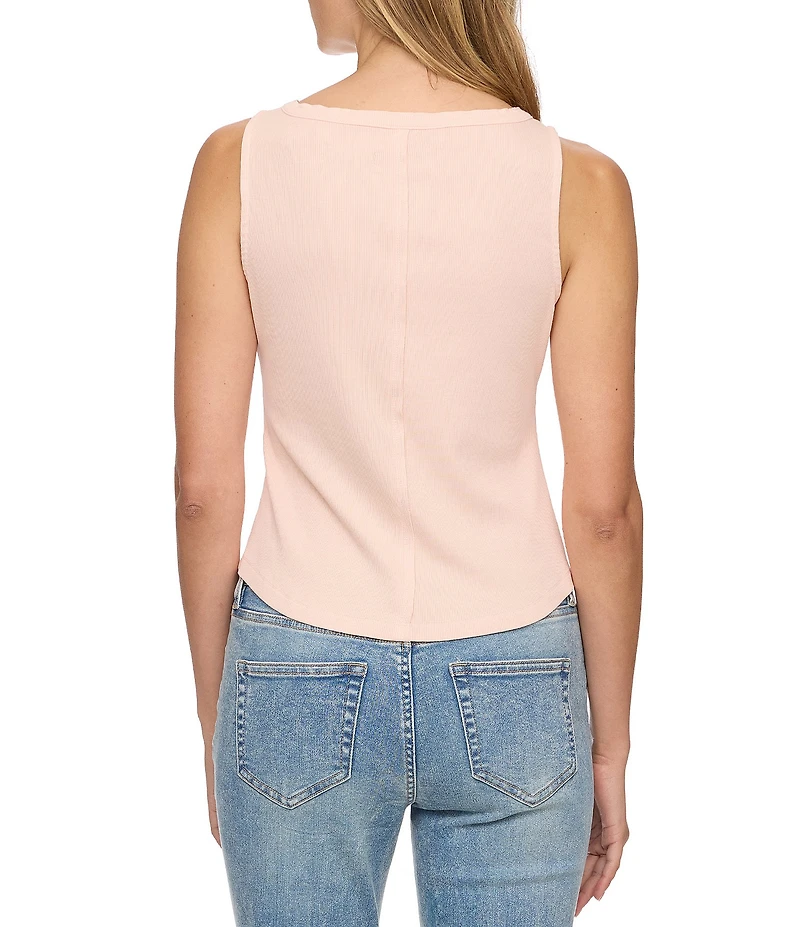 Flag and Anthem Denning Ribbed Knit Henley Tank Top