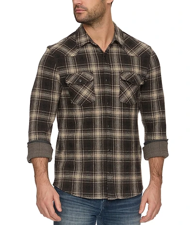 Flag and Anthem Desert Son Long Sleeve Plaid Hero Stretch Performance Flannel Western Shirt