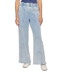 Flag and Anthem Dolly Denim-Look Garment-Dyed Knit Cargo Pants