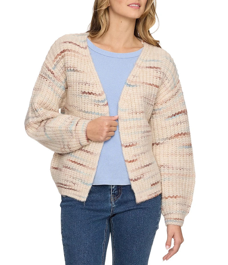 Flag and Anthem Dorset Balloon-Sleeve Space-Dyed Knit Wool Blend Cardigan