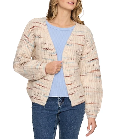Flag and Anthem Dorset Balloon-Sleeve Space-Dyed Knit Wool Blend Cardigan