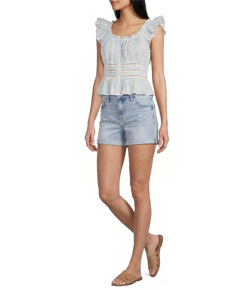 Flag and Anthem Elena Short Flutter Sleeve Light Printed Top