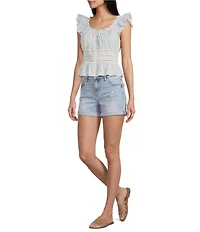 Flag and Anthem Elena Short Flutter Sleeve Light Printed Top