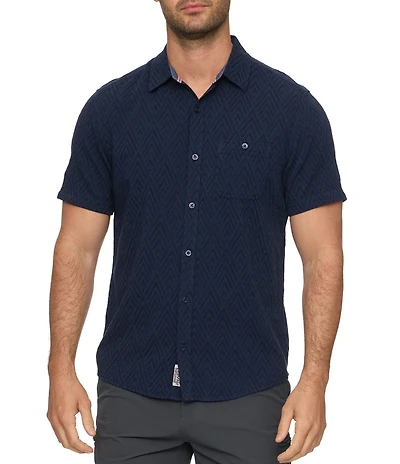 Flag and Anthem Faywood Short Sleeve Textured Jacquard Woven Shirt