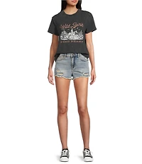 Flag and Anthem Kellie High Rise Cut-Off Denim Shorts