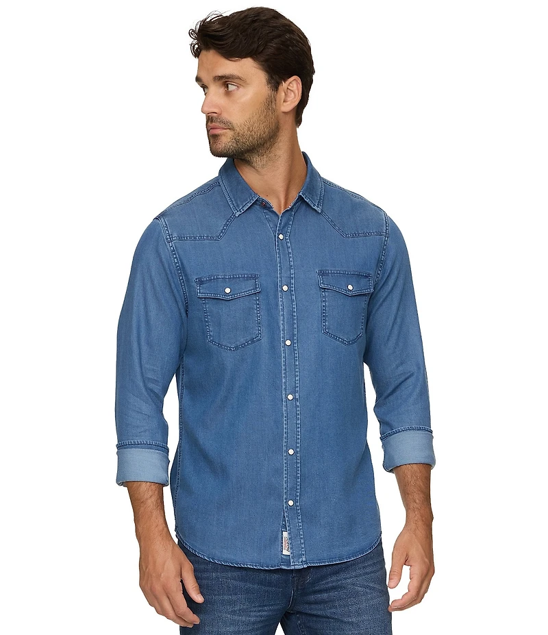 Flag and Anthem Long Sleeve Sacramento Stretch Chambray Western Shirt