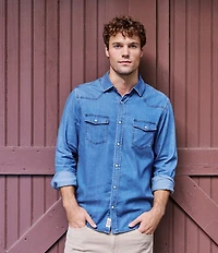 Flag and Anthem Long Sleeve Sacramento Stretch Chambray Western Shirt