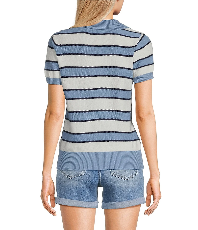 Flag and Anthem Maben Short Sleeve V-Neck Striple Polo Sweater