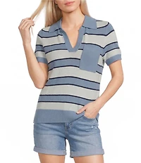 Flag and Anthem Maben Short Sleeve V-Neck Striple Polo Sweater