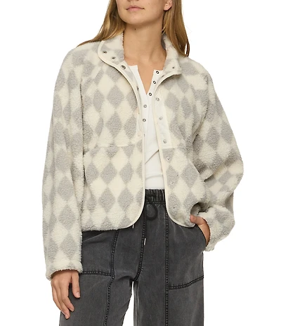 Flag and Anthem Nina Patterned Long Sleeve Faux Sherpa Jacket