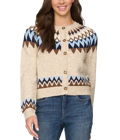 Flag and Anthem Odessa Long Sleeve Fair Isle Wool Blend Cardigan