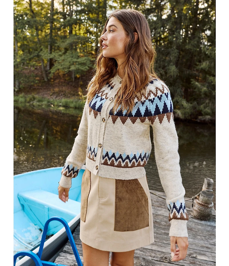 Flag and Anthem Odessa Long Sleeve Fair Isle Wool Blend Cardigan