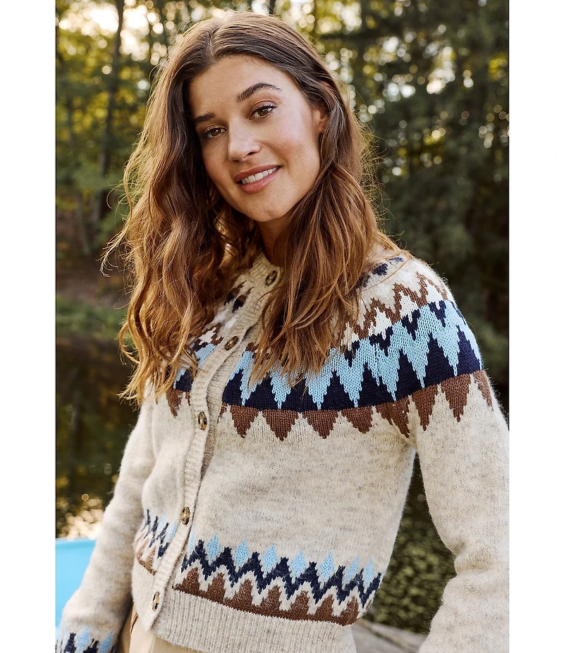 Flag and Anthem Odessa Long Sleeve Fair Isle Wool Blend Cardigan
