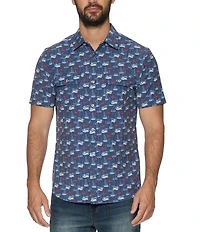 Flag and Anthem Perkins Boat Printed UPF Performance Short Sleeve Woven Shirt