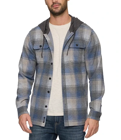Flag and Anthem Poston Hero Stretch Hooded Long Sleeve Plaid Flannel Hoodie