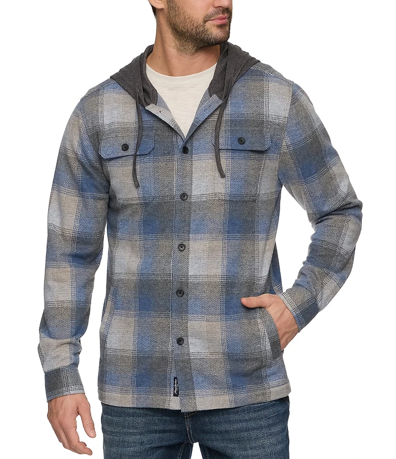 Flag and Anthem Poston Hero Stretch Hooded Long Sleeve Plaid Flannel Hoodie