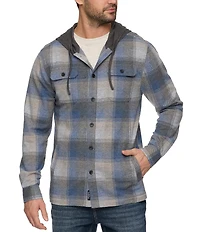 Flag and Anthem Poston Hero Stretch Hooded Long Sleeve Plaid Flannel Hoodie