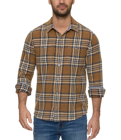 Flag and Anthem Seabrook Long Sleeve Plaid Vintage Washed Flannel Shirt