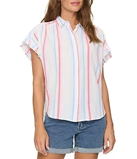 Flag and Anthem Short Ruffle Sleeve Striped Roseville Shirt