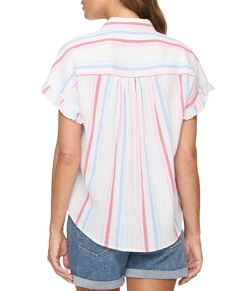 Flag and Anthem Short Ruffle Sleeve Striped Roseville Shirt