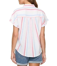 Flag and Anthem Short Ruffle Sleeve Striped Roseville Shirt