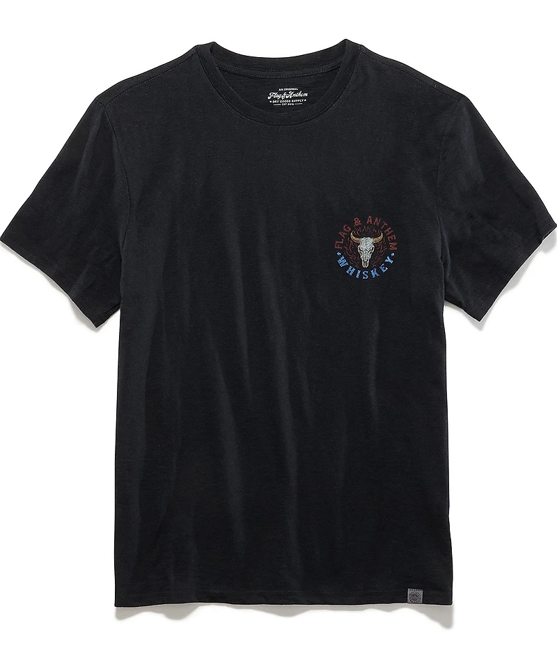 Flag and Anthem Short Sleeve Bullskull Slub T-Shirt