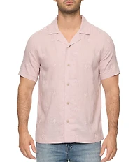 Flag and Anthem Short Sleeve Chandler Leaf Embroiderd Camp Collar Shirt