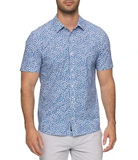 Flag and Anthem Short Sleeve Floral Button Front Shirt