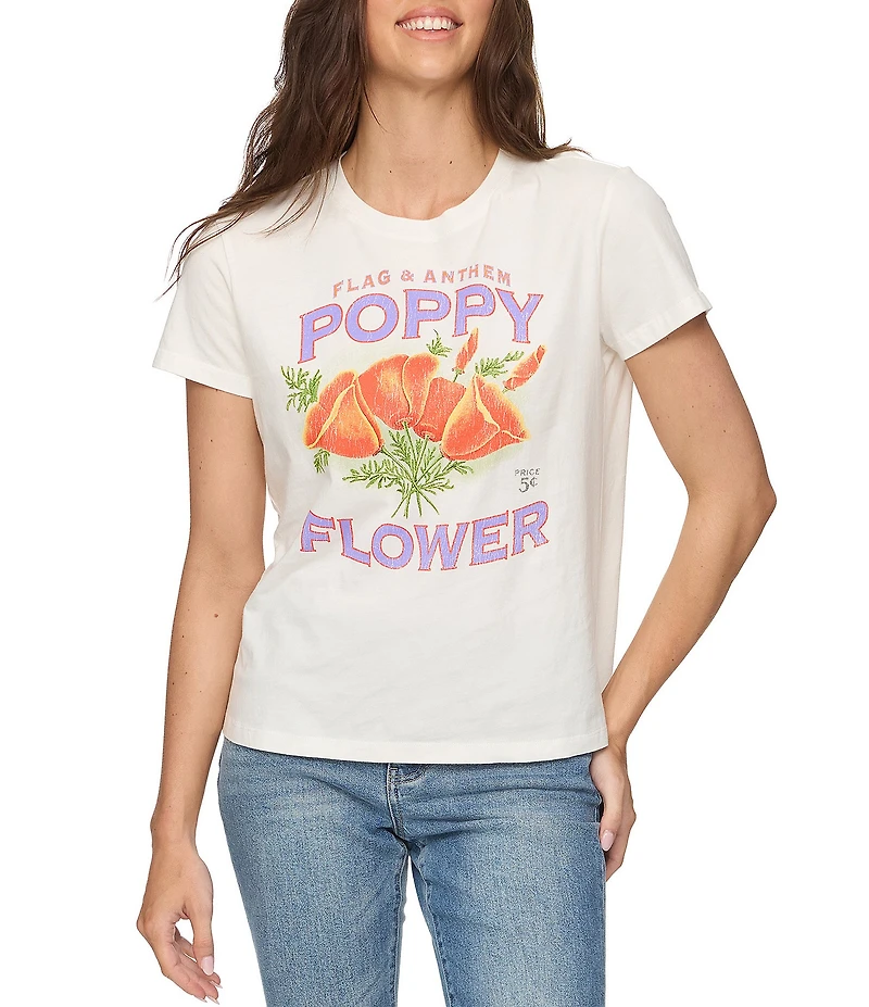 Flag and Anthem Short Sleeve Graphic Poppies Tee