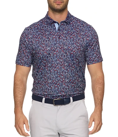 Flag and Anthem Floral Print Short Sleeve MVP Performance Polo Shirt