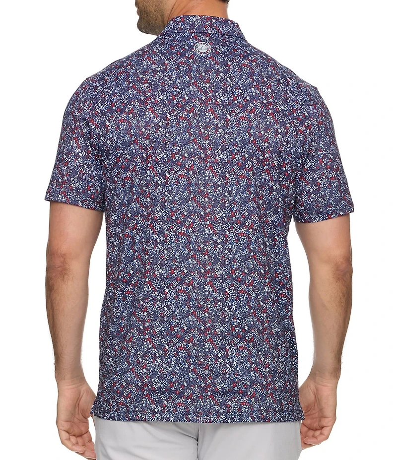 Flag and Anthem Floral Print Short Sleeve MVP Performance Polo Shirt
