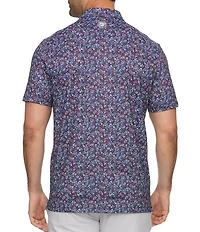 Flag and Anthem Floral Print Short Sleeve MVP Performance Polo Shirt