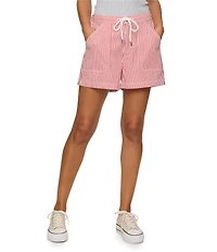 Flag and Anthem Striped Buffy Drawstring Shorts
