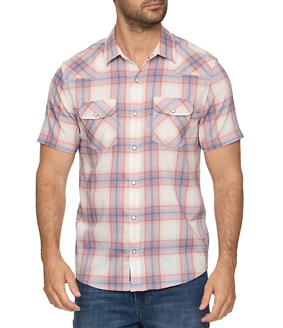 Flag and Anthem UPF Performance Short Sleeve Plaid Print Western Shirt