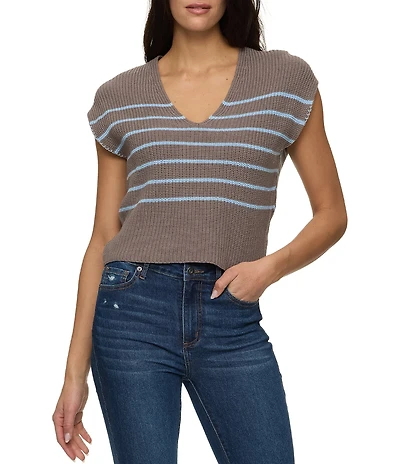 Flag and Anthem Valencia Horizontal Striped Dolman Sleeve Sweater Vest