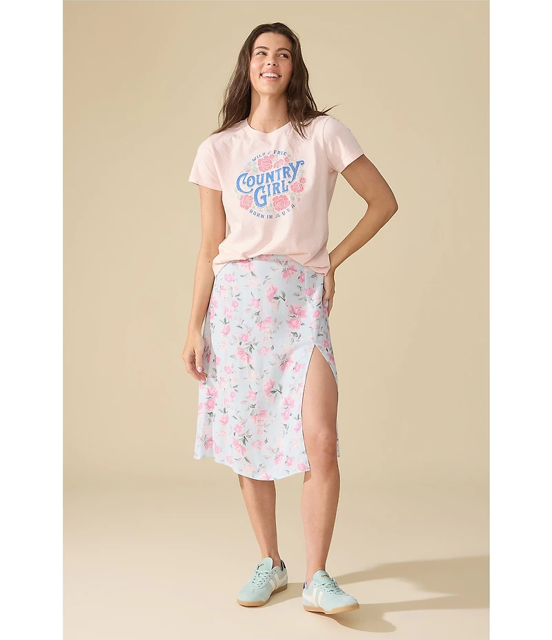 Flag and Anthem Zoe Floral A-Line Midi Skirt