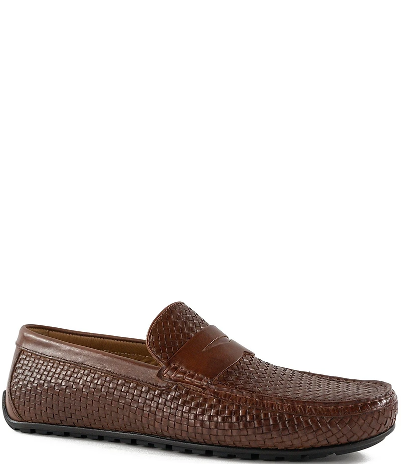 Flag LTD. Mario Woven Leather Penny Driver Loafers