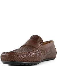 Flag LTD. Mario Woven Leather Penny Driver Loafers