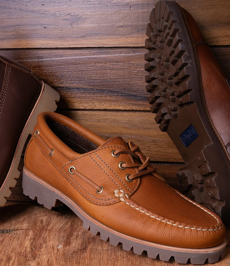 Flag LTD. Men's Ayden Moc Toe 3-Eye Leather Boat Shoes