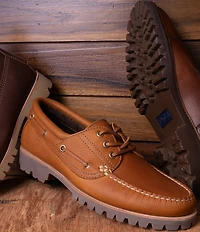 Flag LTD. Men's Ayden Moc Toe 3-Eye Leather Boat Shoes