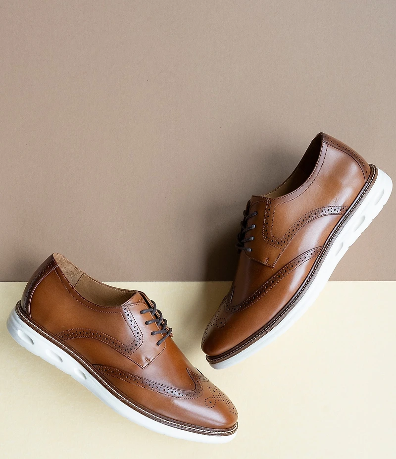 Flag LTD. Men's Colston Leather Hybrid Brogue Detail Wingtip Oxfords