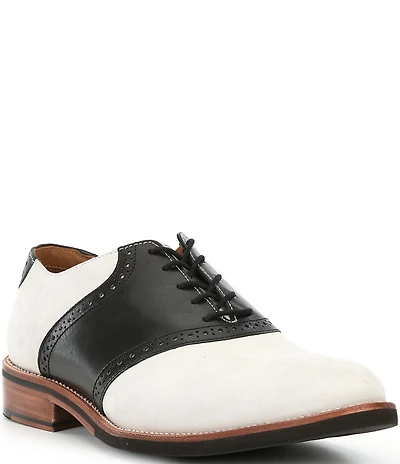 Flag LTD. Men's Copley Nubuck Leather Brogue Detail Saddle Dress Shoes