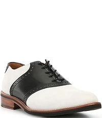 Flag LTD. Men's Copley Nubuck Leather Brogue Detail Saddle Dress Shoes