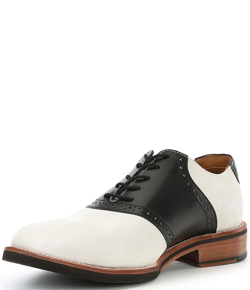 Flag LTD. Men's Copley Nubuck Leather Brogue Detail Saddle Dress Shoes